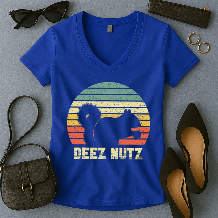 Deez Nuts Nutcracker Squirrel Deez Nutz Deezs Nut Funny  Women's V-Neck T-Shirt