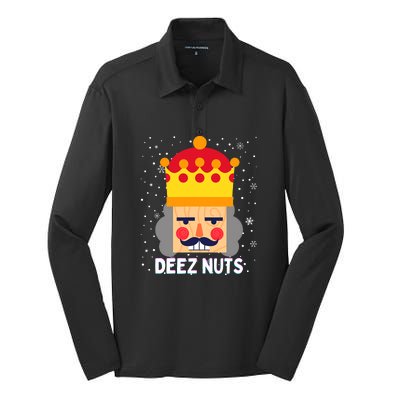 Deez Nuts Nutcracker Funny Ugly Christmas Meme Gifts Silk Touch Performance Long Sleeve Polo