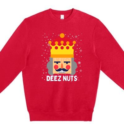 Deez Nuts Nutcracker Funny Ugly Christmas Meme Gifts Premium Crewneck Sweatshirt