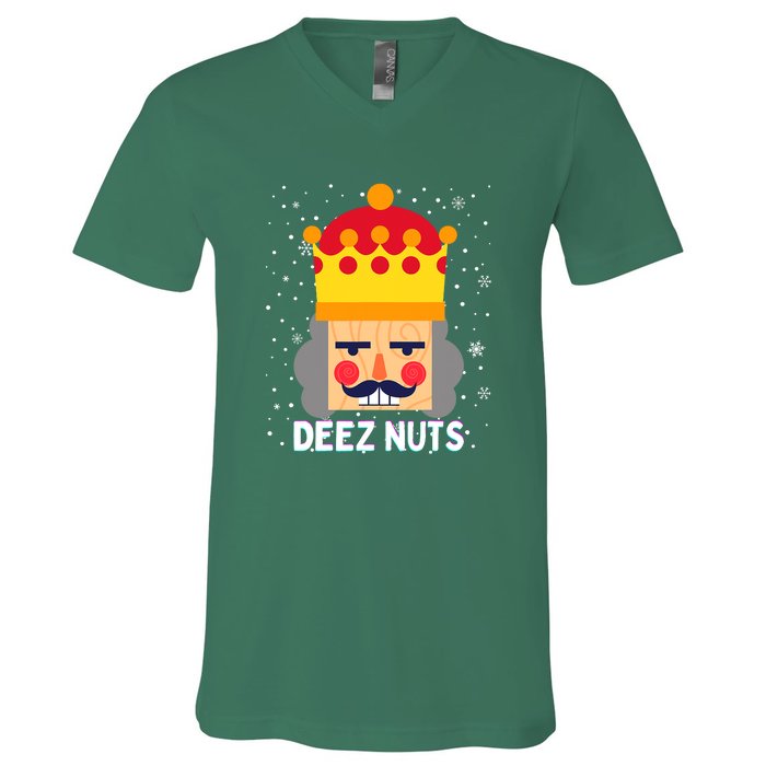 Deez Nuts Nutcracker Funny Ugly Christmas Meme Gifts V-Neck T-Shirt