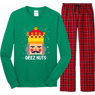 Deez Nuts Nutcracker Funny Ugly Christmas Meme Gifts Long Sleeve Pajama Set