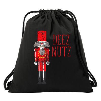 Deez Nutz Nutcracker Distressed Naughty Christmas Drawstring Bag