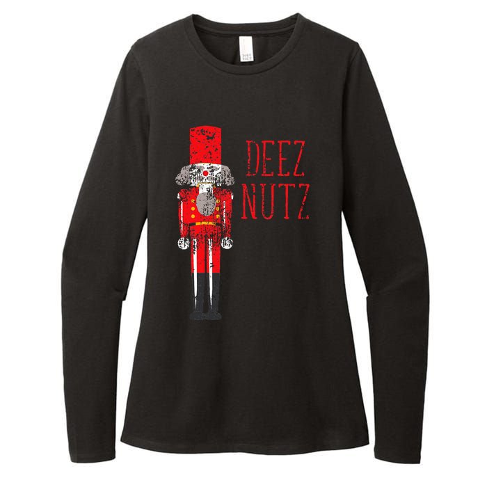 Deez Nutz Nutcracker Distressed Naughty Christmas Womens CVC Long Sleeve Shirt