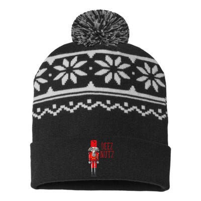 Deez Nutz Nutcracker Distressed Naughty Christmas USA-Made Snowflake Beanie