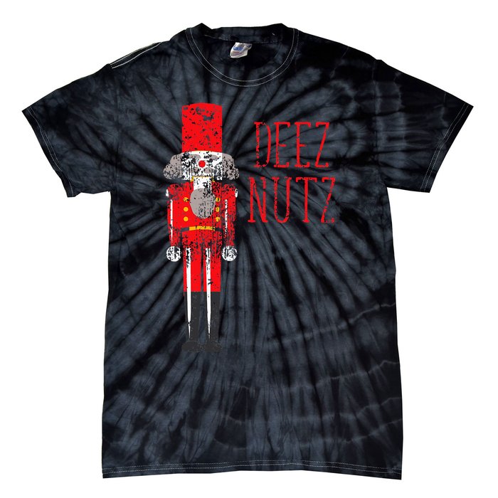 Deez Nutz Nutcracker Distressed Naughty Christmas Tie-Dye T-Shirt