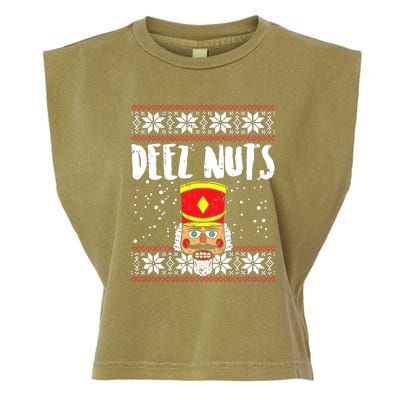 Deez Nuts Nutcracker Gifts Ugly Christmas Funny Xmas Garment-Dyed Women's Muscle Tee