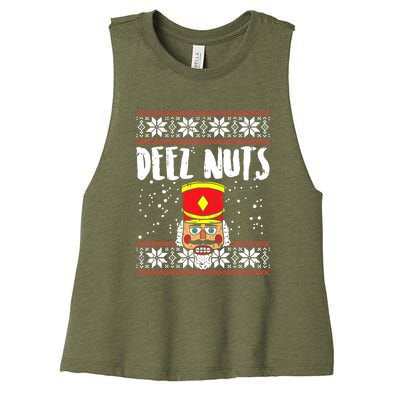 Deez Nuts Nutcracker Gifts Ugly Christmas Funny Xmas Women's Racerback Cropped Tank