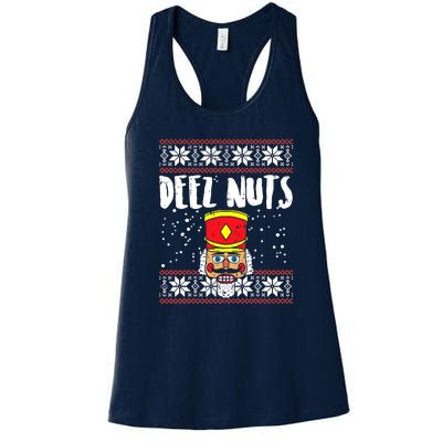 Deez Nuts Nutcracker Gifts Ugly Christmas Funny Xmas Women's Racerback Tank