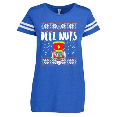 Deez Nuts Nutcracker Gifts Ugly Christmas Funny Xmas Enza Ladies Jersey Football T-Shirt