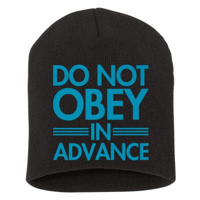 Do Not Obey In Advance Teal Premium Short Acrylic Beanie