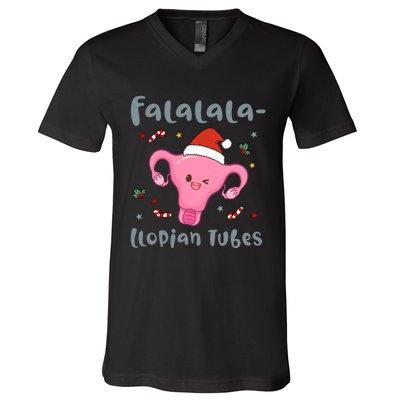 Doctor Nurse Obstetrics Christmas Falalalallopian Tubes V-Neck T-Shirt