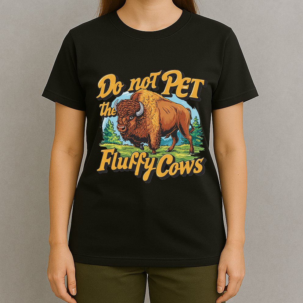 Do Not Pet The Fluffy Cows Bison Yellowstone National Park T-Shirt