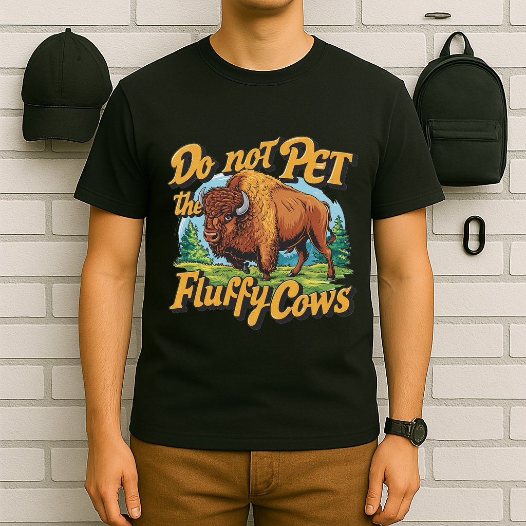 Do Not Pet The Fluffy Cows Bison Yellowstone National Park T-Shirt