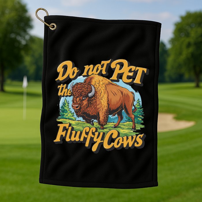 Do Not Pet The Fluffy Cows Bison Yellowstone National Park Golf Towel