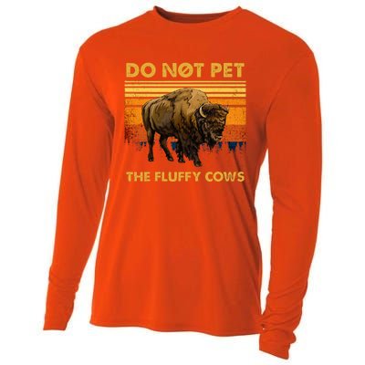 Do Not Pet The Fluffy Cows Funny Bison Buffalo Cooling Performance Long Sleeve Crew