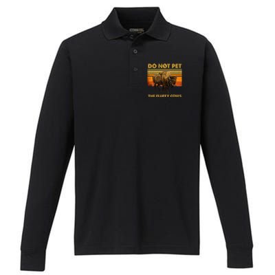 Do Not Pet The Fluffy Cows Funny Bison Buffalo Performance Long Sleeve Polo