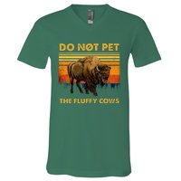 Do Not Pet The Fluffy Cows Funny Bison Buffalo V-Neck T-Shirt