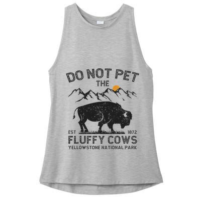 Do Not Pet The Fluffy Cows Yellowstone National Park Cows Ladies PosiCharge Tri-Blend Wicking Tank
