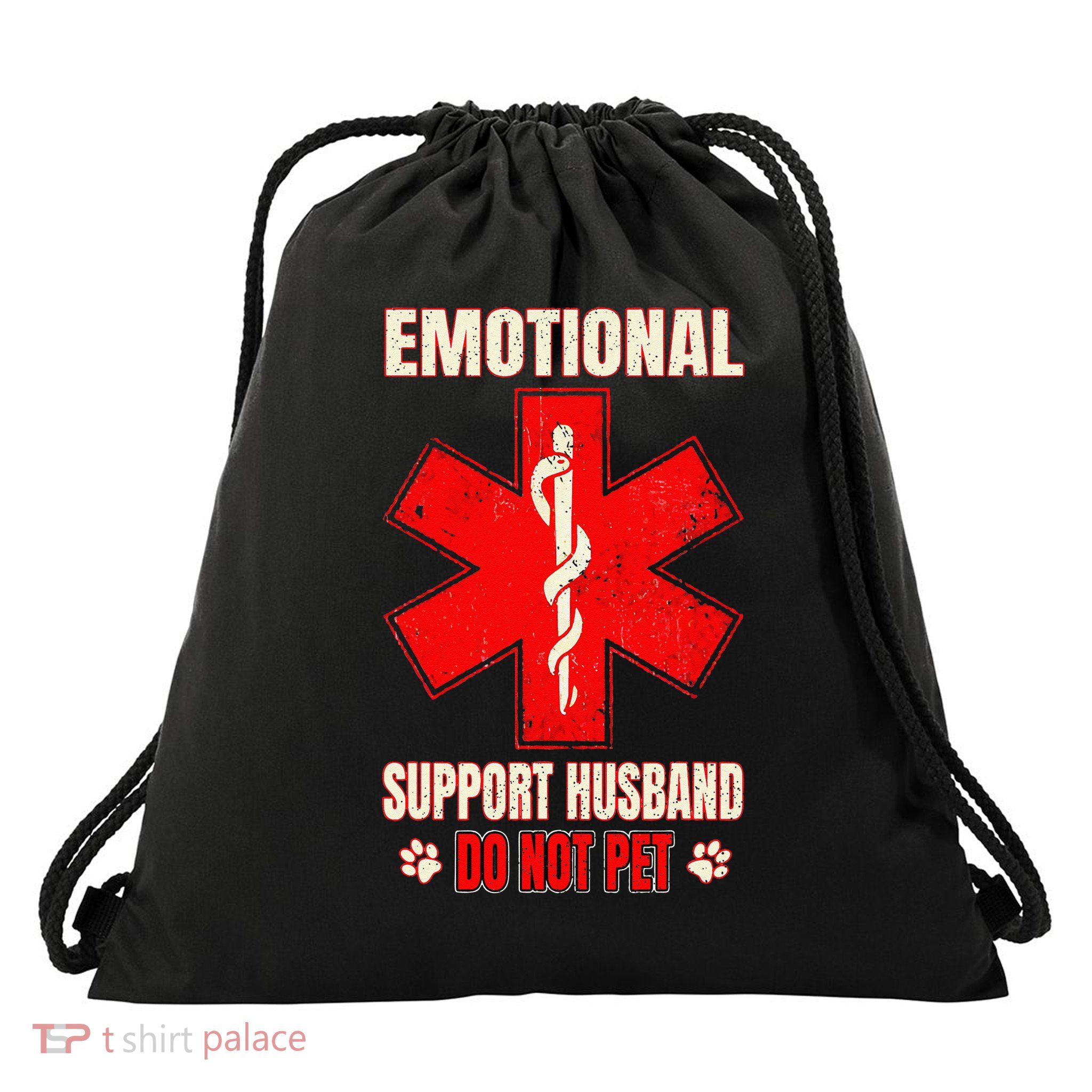 Do Not Pet Emotional Support Husband Funny Couple Retro Drawstring Bag