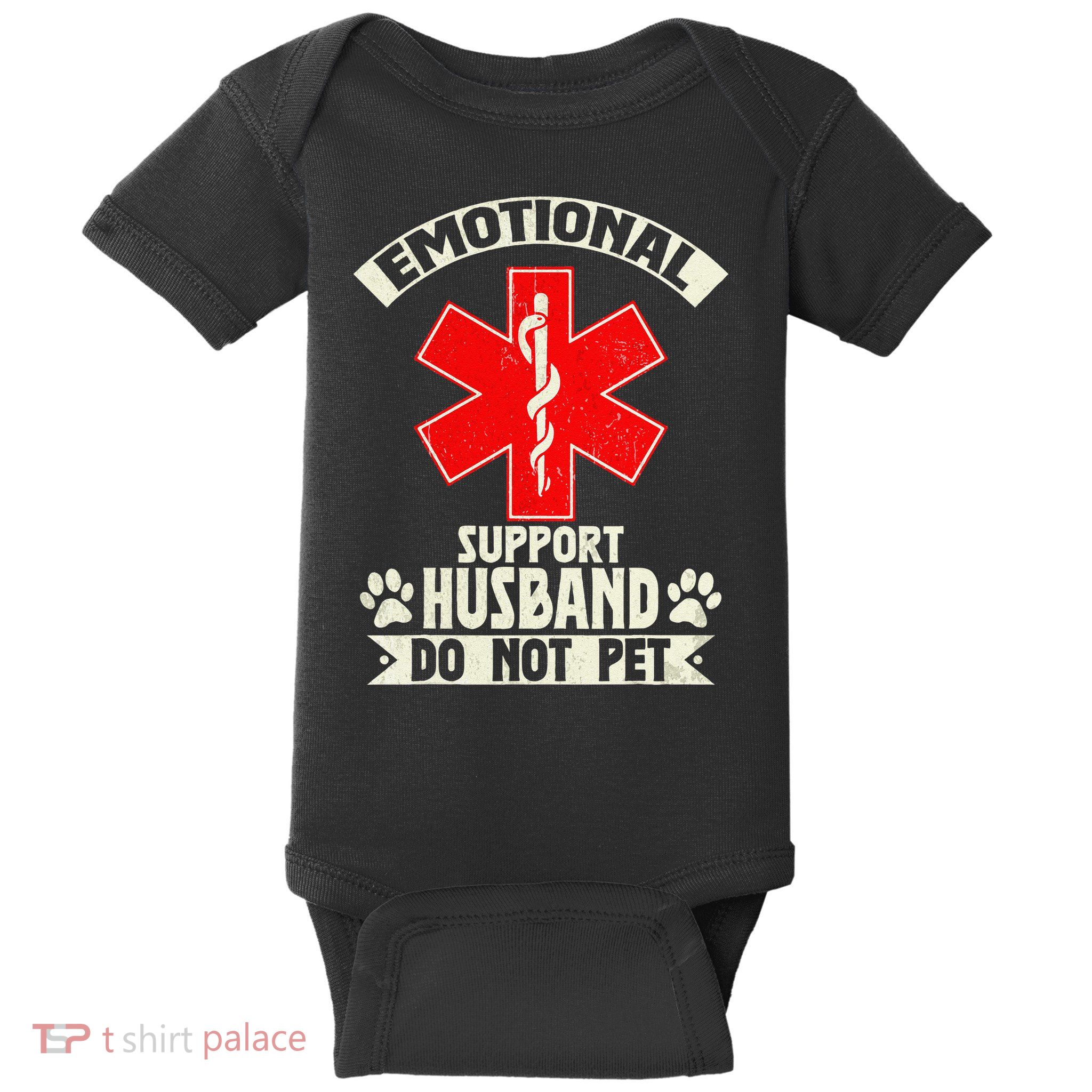 Do Not Pet Emotional Support Husband Funny Baby Bodysuit
