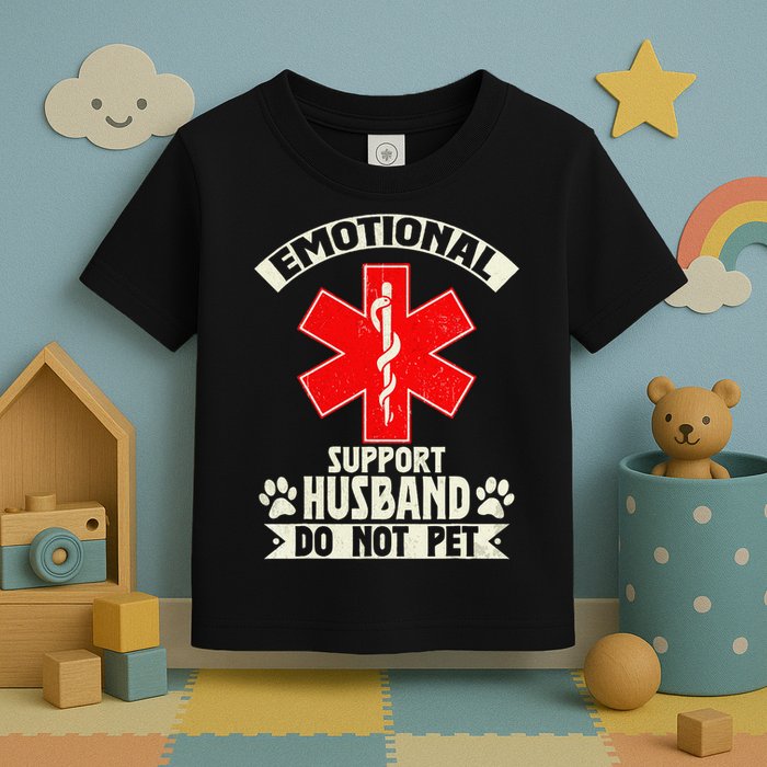 Do Not Pet Emotional Support Husband Funny Toddler T-Shirt