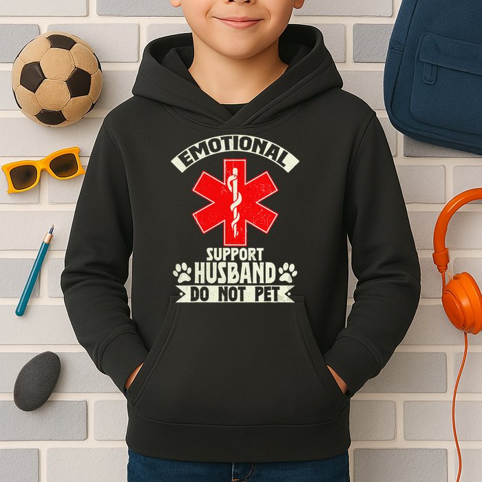 Do Not Pet Emotional Support Husband Funny Kids Hoodie