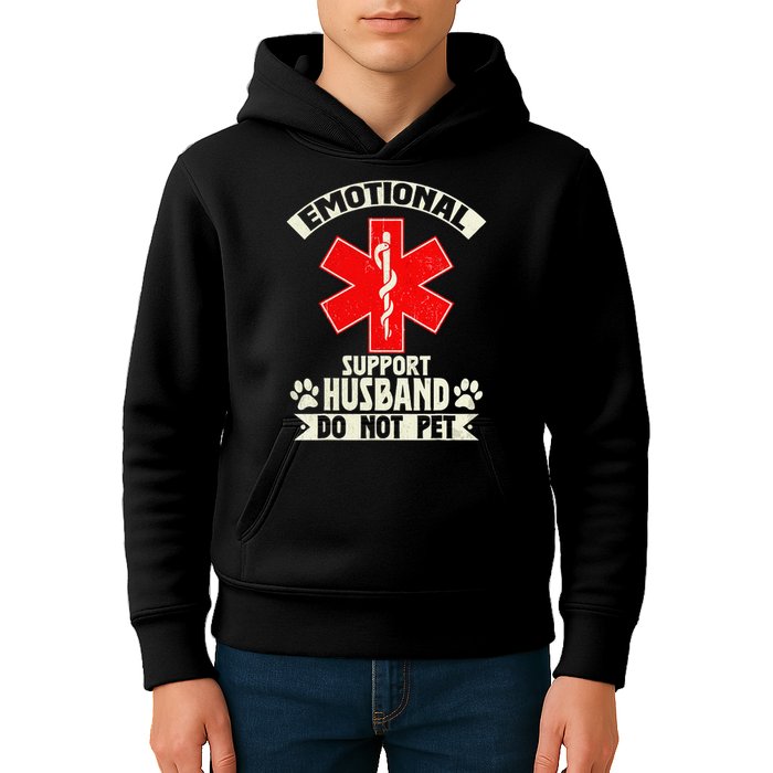 Do Not Pet Emotional Support Husband Funny Kids Hoodie