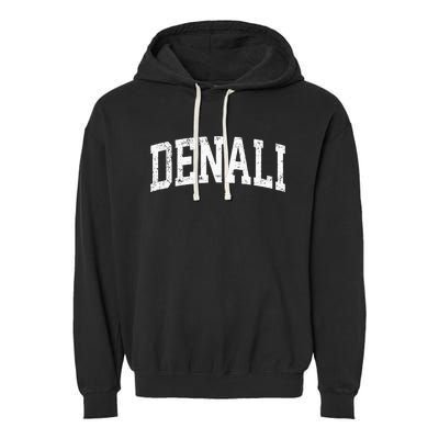 Denali National Park Alaska Vintage Athletic Sports Design Garment-Dyed Fleece Hoodie