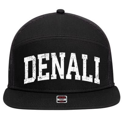 Denali National Park Alaska Vintage Athletic Sports Design 7 Panel Mesh Trucker Snapback Hat