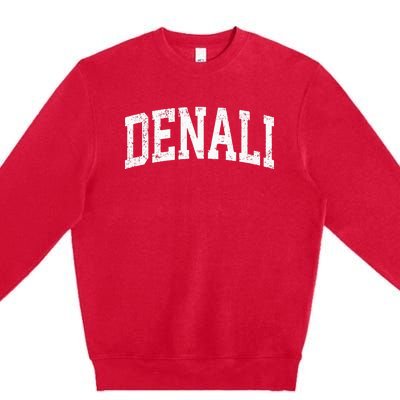 Denali National Park Alaska Vintage Athletic Sports Design Premium Crewneck Sweatshirt