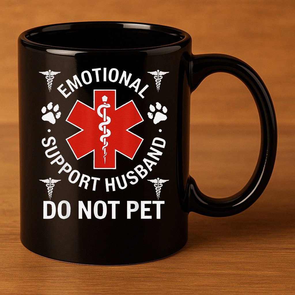 Do Not Pet Emotional Support Husband Funny Emotional 11oz C Handle Ceramic Mug