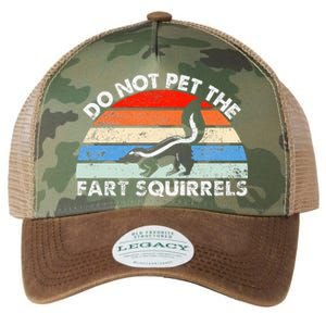 Do Not Pet The Fart Squirrels Funny Skunk Retro Sunset Legacy Tie Dye Trucker Hat