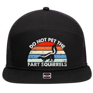 Do Not Pet The Fart Squirrels Funny Skunk Retro Sunset 7 Panel Mesh Trucker Snapback Hat