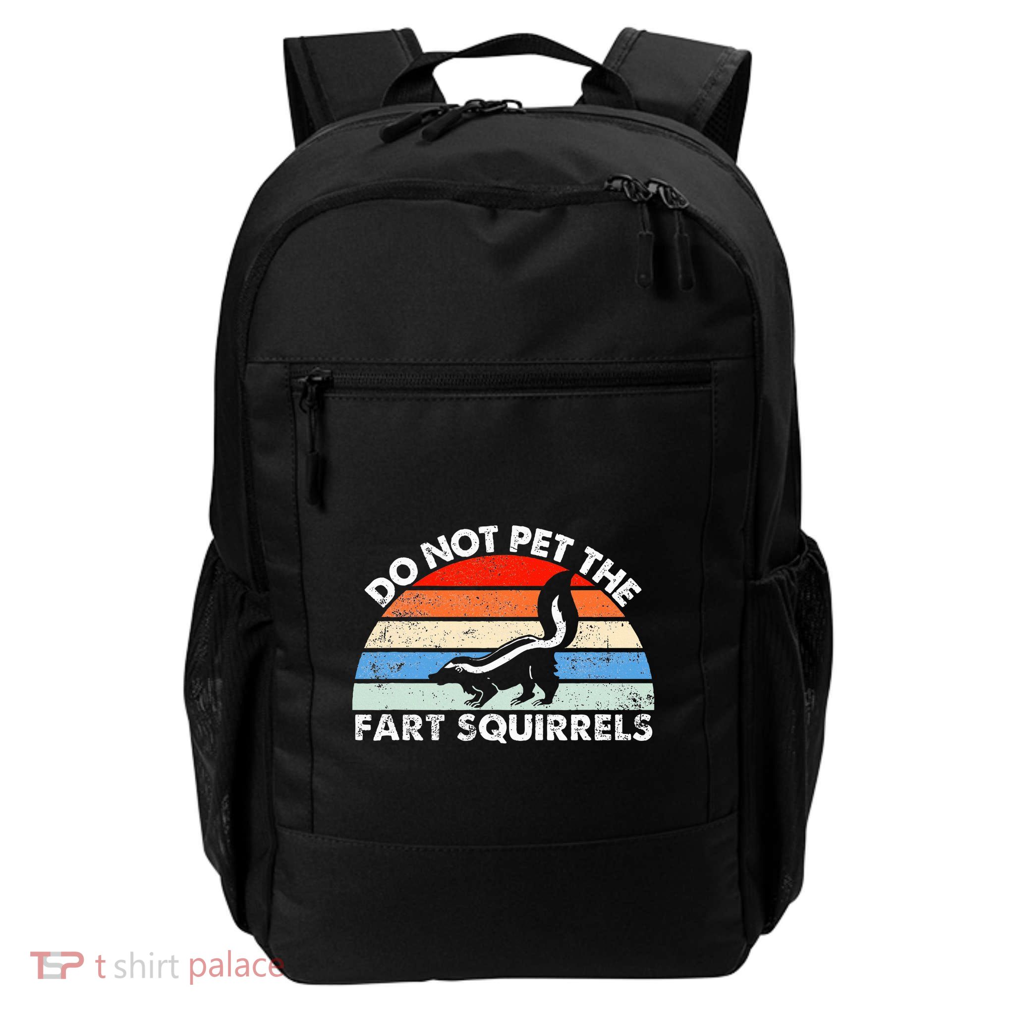 Do Not Pet The Fart Squirrels Funny Skunk Retro Sunset Daily Commute Backpack