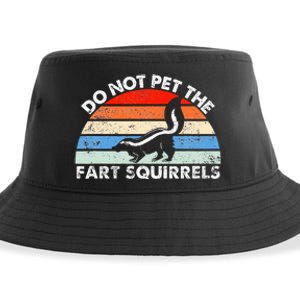 Do Not Pet The Fart Squirrels Funny Skunk Retro Sunset Sustainable Bucket Hat