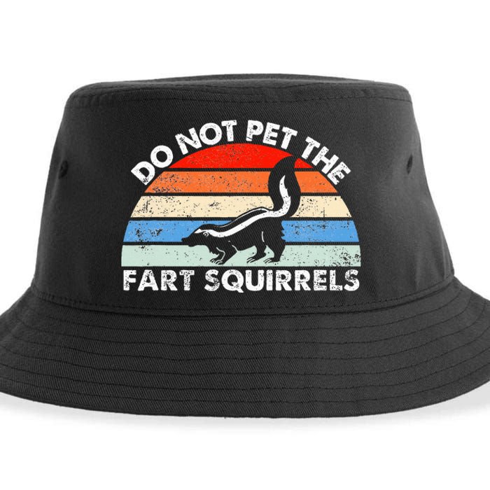 Do Not Pet The Fart Squirrels Funny Skunk Retro Sunset Sustainable Bucket Hat