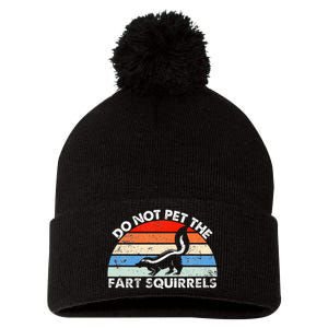 Do Not Pet The Fart Squirrels Funny Skunk Retro Sunset Pom Pom 12in Knit Beanie