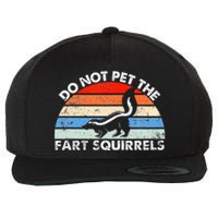 Do Not Pet The Fart Squirrels Funny Skunk Retro Sunset Wool Snapback Cap