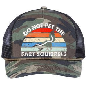 Do Not Pet The Fart Squirrels Funny Skunk Retro Sunset Retro Rope Trucker Hat Cap