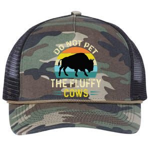 Do Not Pet The Fluffy Cows Funny Bison Yellowstone Park Retro Rope Trucker Hat Cap