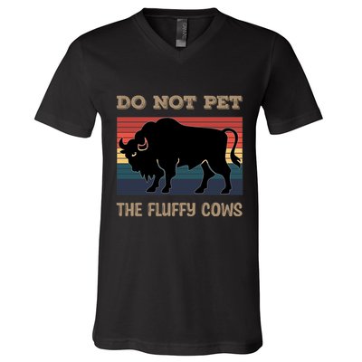 Do Not Pet The Fluffy Cows V-Neck T-Shirt
