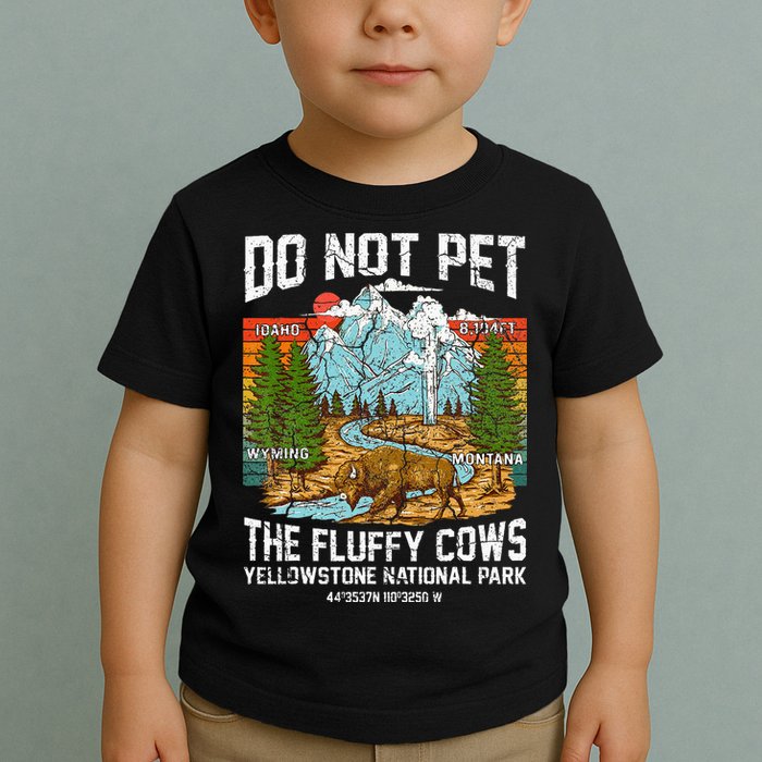 Do Not Pet The Fluffy Cows Bison Yellowstone National Park Toddler T-Shirt