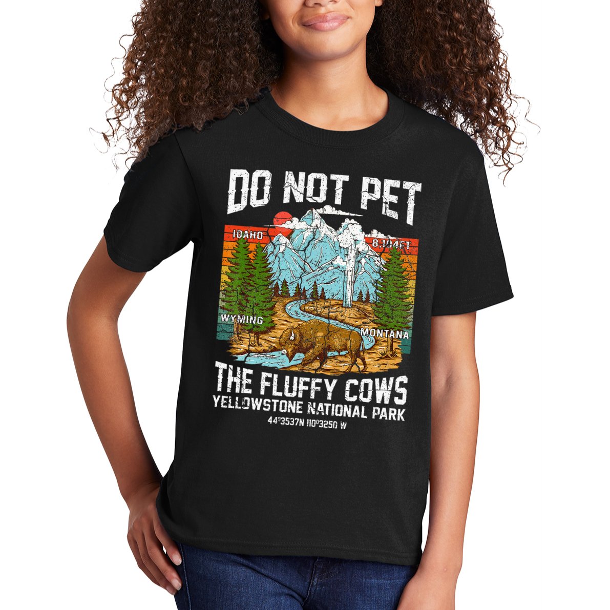 Do Not Pet The Fluffy Cows Bison Yellowstone National Park Kids T-Shirt
