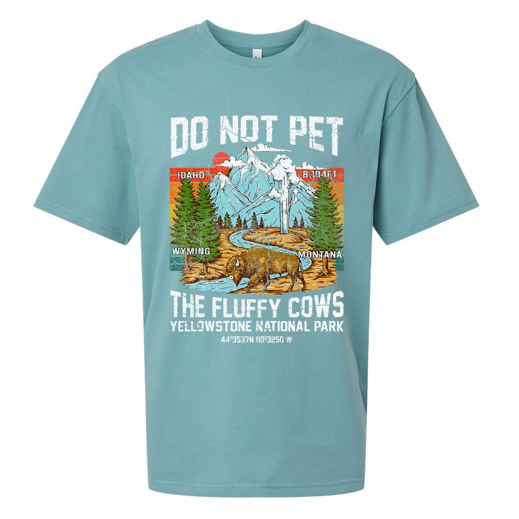 Do Not Pet The Fluffy Cows Bison Yellowstone National Park Sueded Cloud Jersey T-Shirt