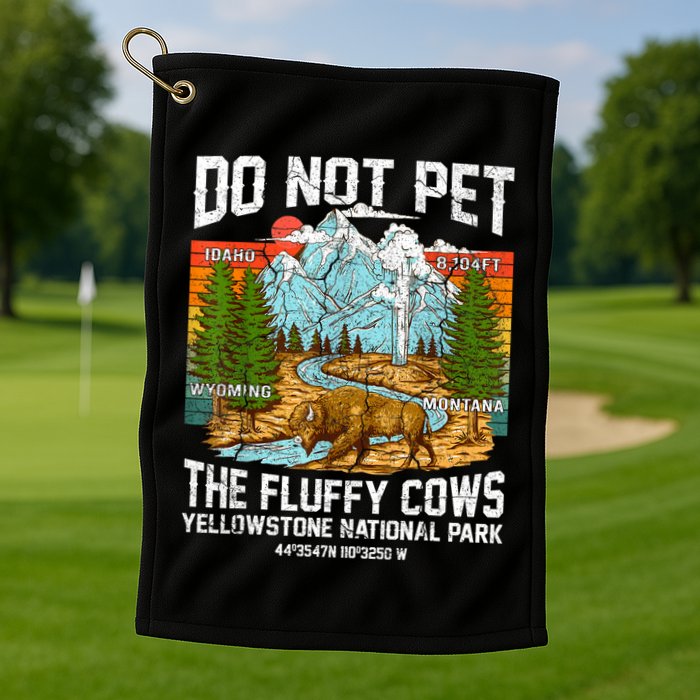 Do Not Pet The Fluffy Cows Bison Yellowstone National Park Golf Towel