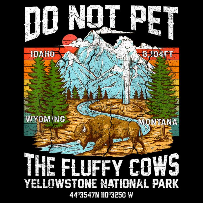 Do Not Pet The Fluffy Cows Bison Yellowstone National Park Short Acrylic Beanie