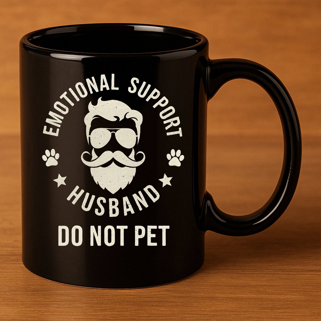 Do Not Pet Emotional Support Husband Funny Married Couple 11oz C Handle Ceramic Mug