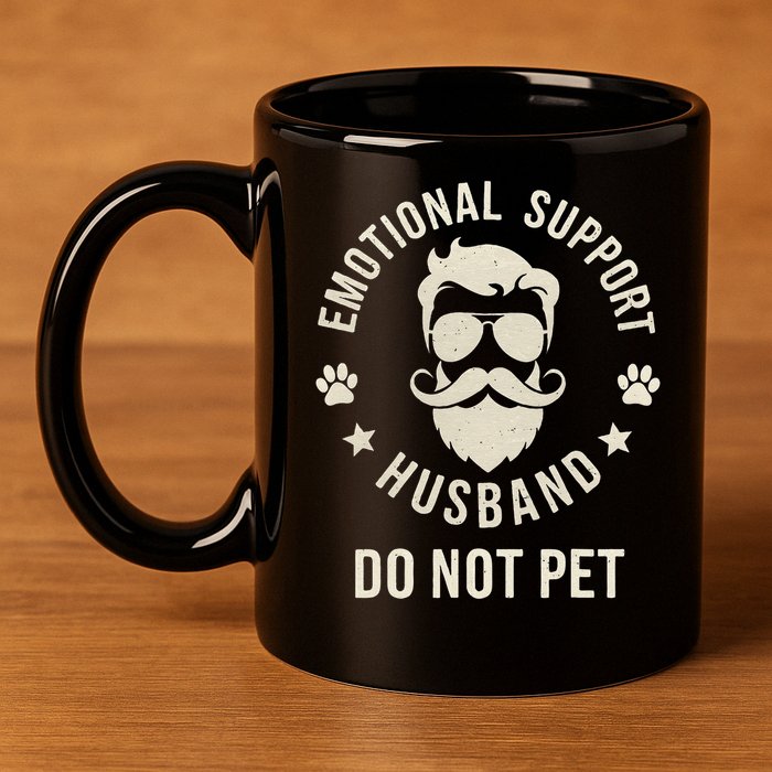Do Not Pet Emotional Support Husband Funny Married Couple 11oz C Handle Ceramic Mug