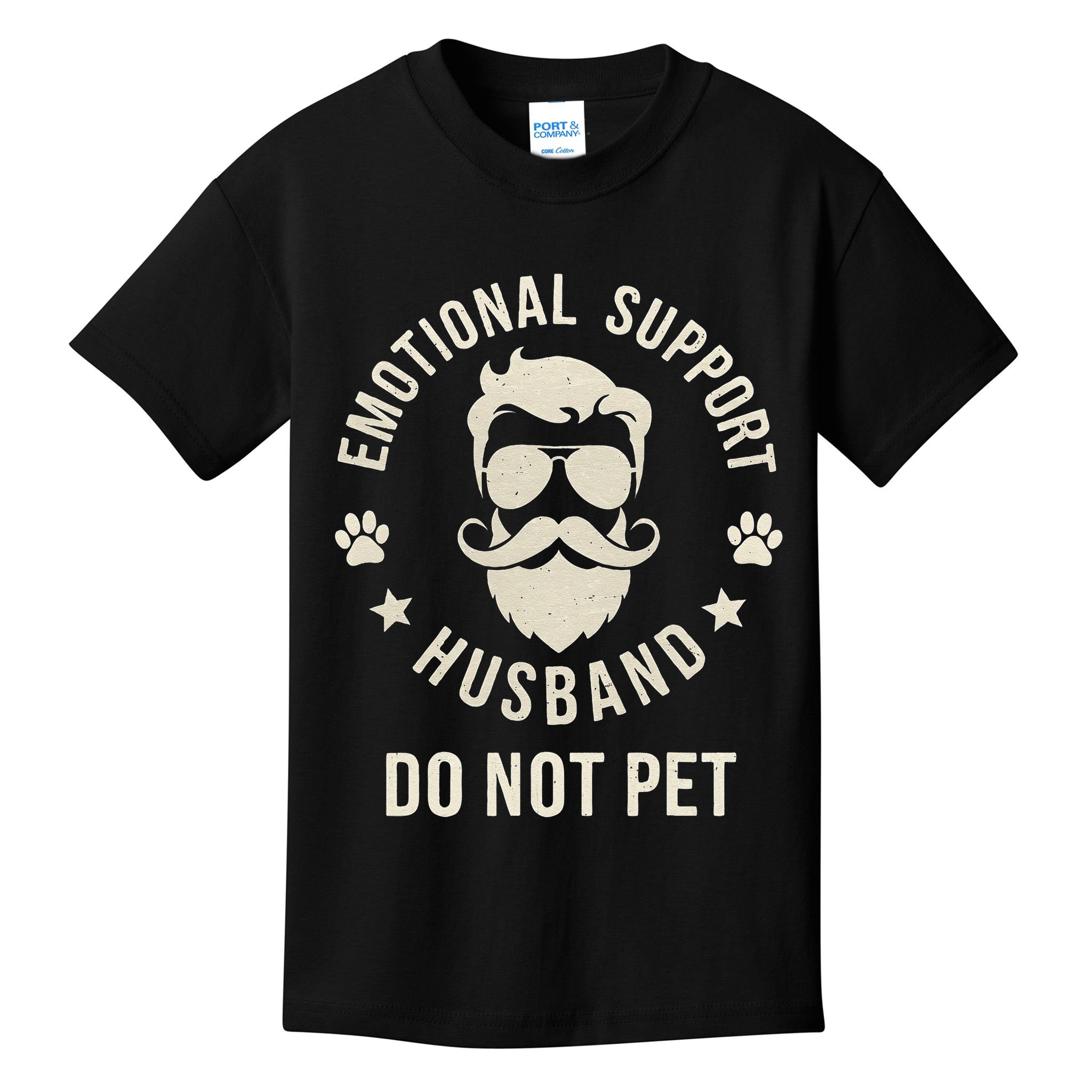 Do Not Pet Emotional Support Husband Funny Married Couple Kids T-Shirt