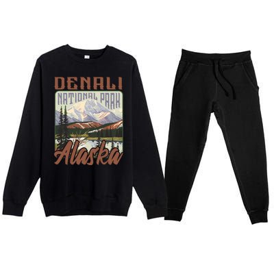 Denali National Park Alaska Premium Crewneck Sweatsuit Set